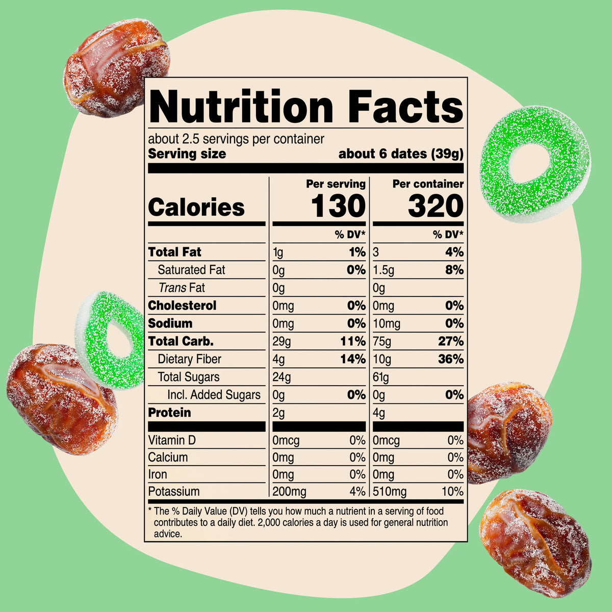 Sour Apple Candy Dates - 3.53 oz