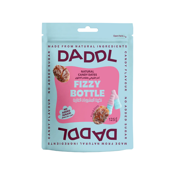 Daddl Fizzy Bottle date candy 125g front packaging