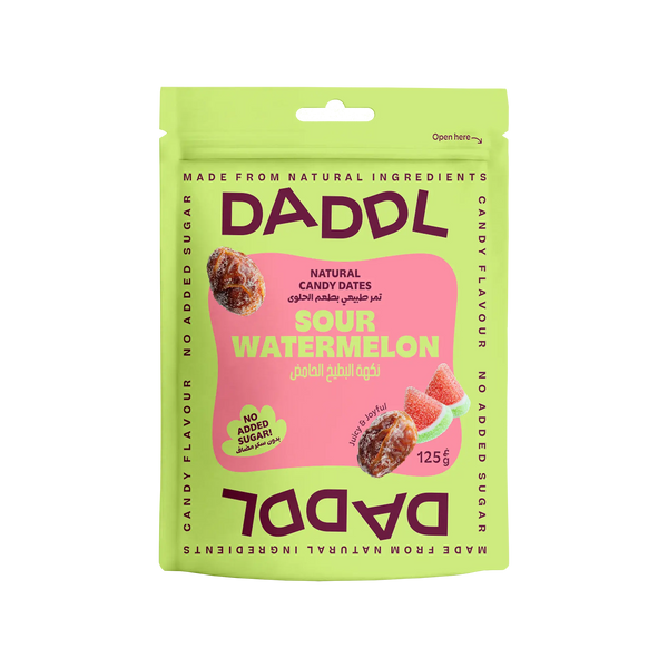Daddl Sour Watermelon date candy 125g front packaging