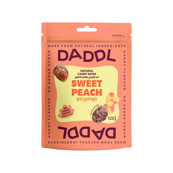 Daddl Sweet Peach date candy 125g front packaging
