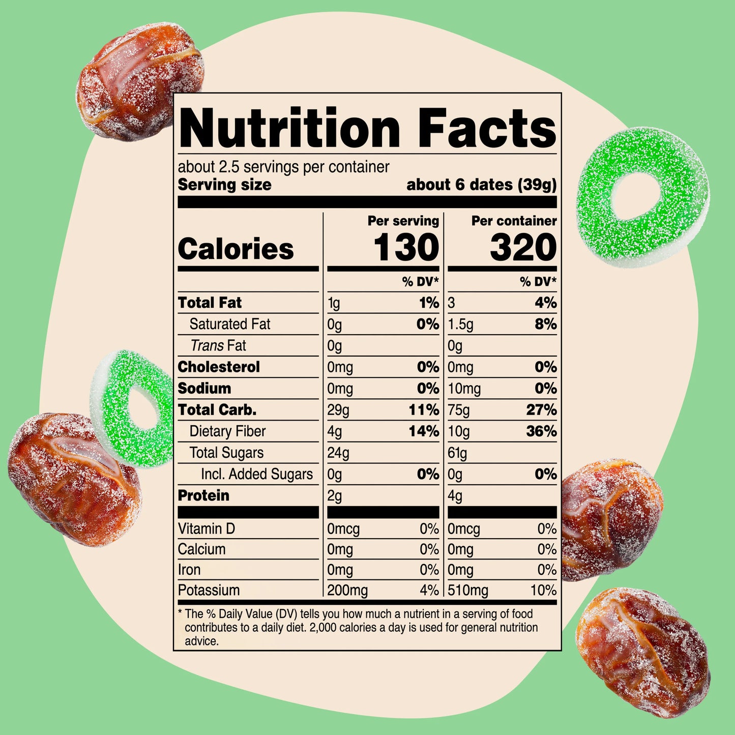 Sour Apple Candy Dates - 3.53 oz