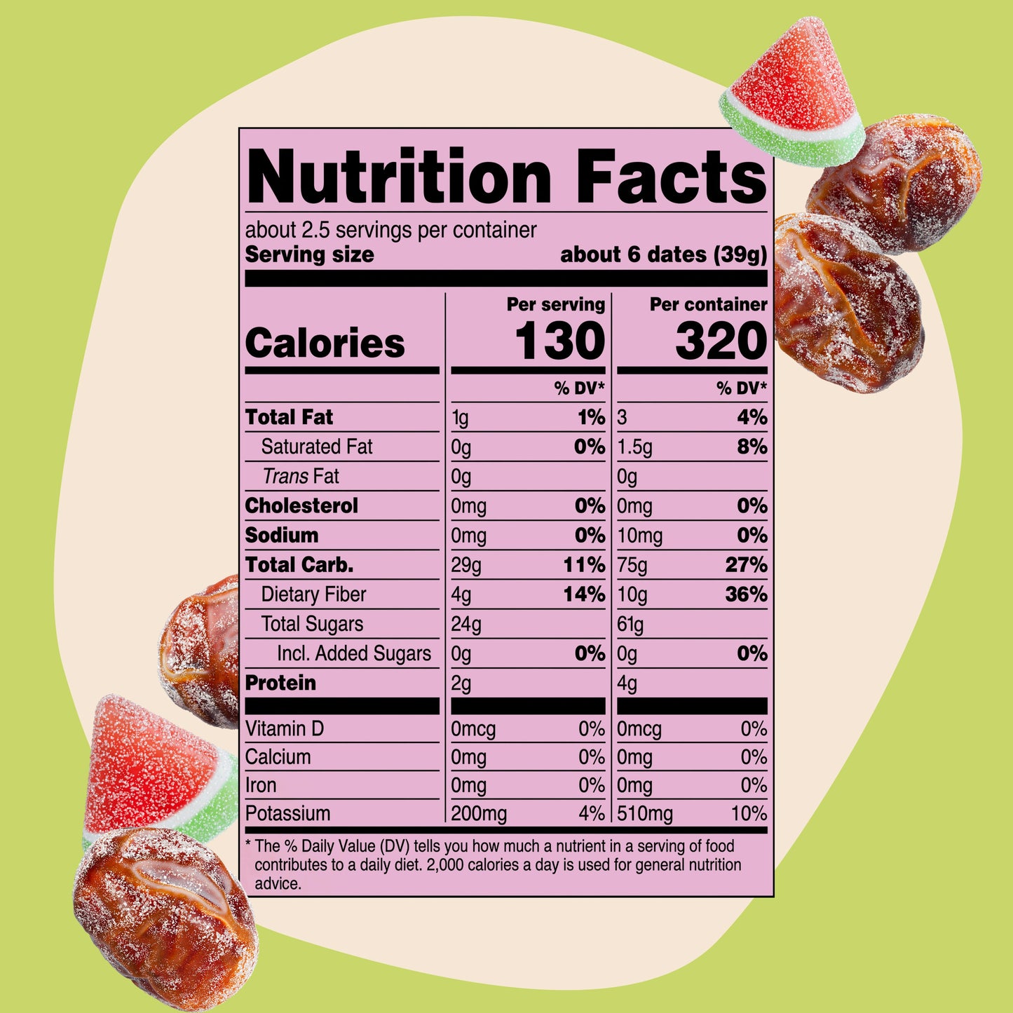 Sour Watermelon Candy Dates - 3.53 oz