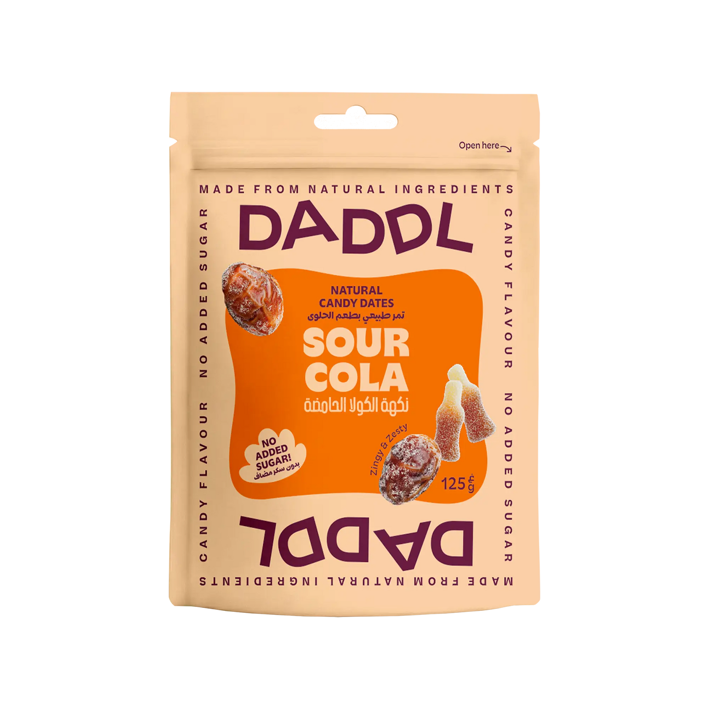 Daddl Sour Cola date candy 125g front packaging