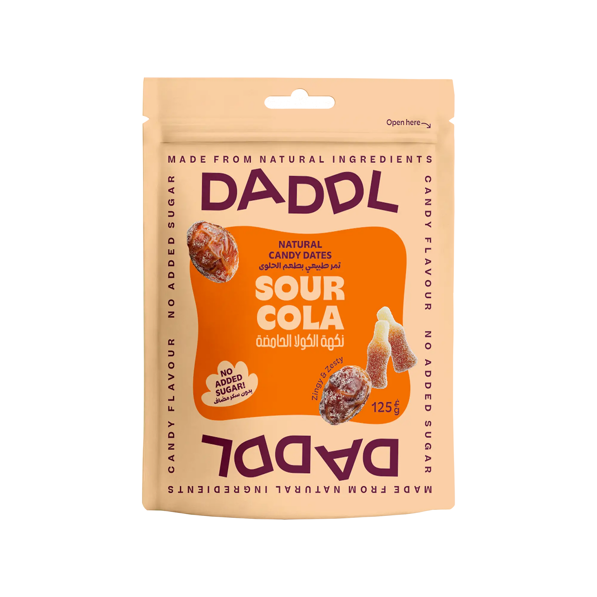 Daddl Sour Cola date candy 125g front packaging
