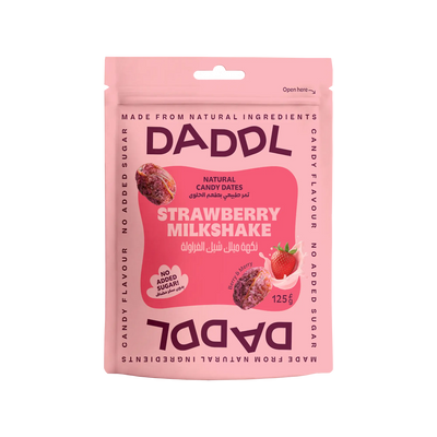 Daddl Strawberry Milkshake date candy 125g front packaging