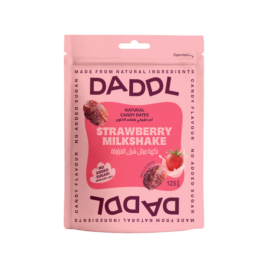 Daddl Strawberry Milkshake date candy 125g front packaging